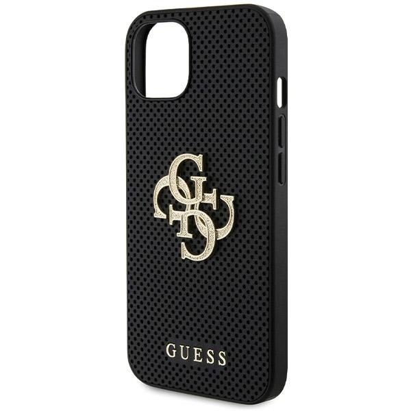 GUESS case for IPHONE 13 / 14 / 15 GUHCP15SPSP4LGK (Leather Perforated 4G Glitter Logo) black