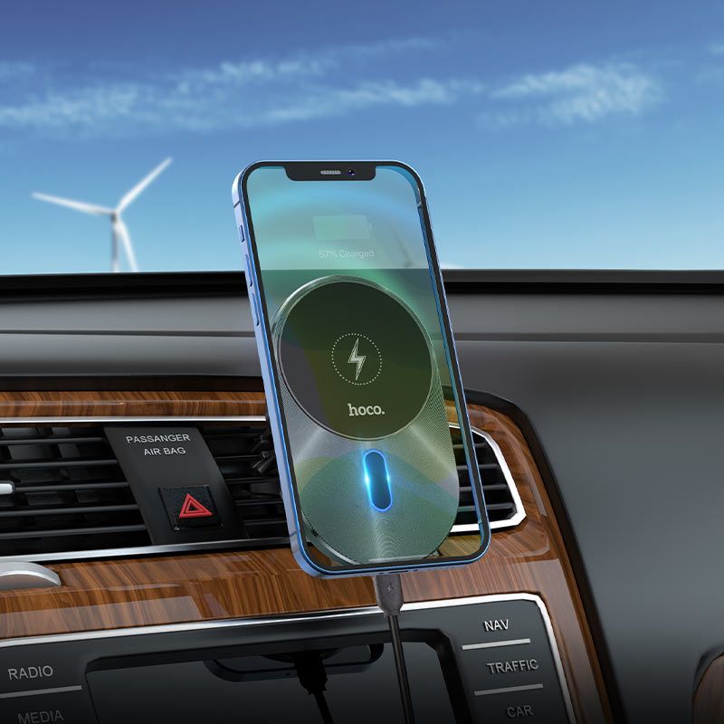 HOCO car holder with wireless charging compatible with MagSafe for air vent 15W CA91 gray
