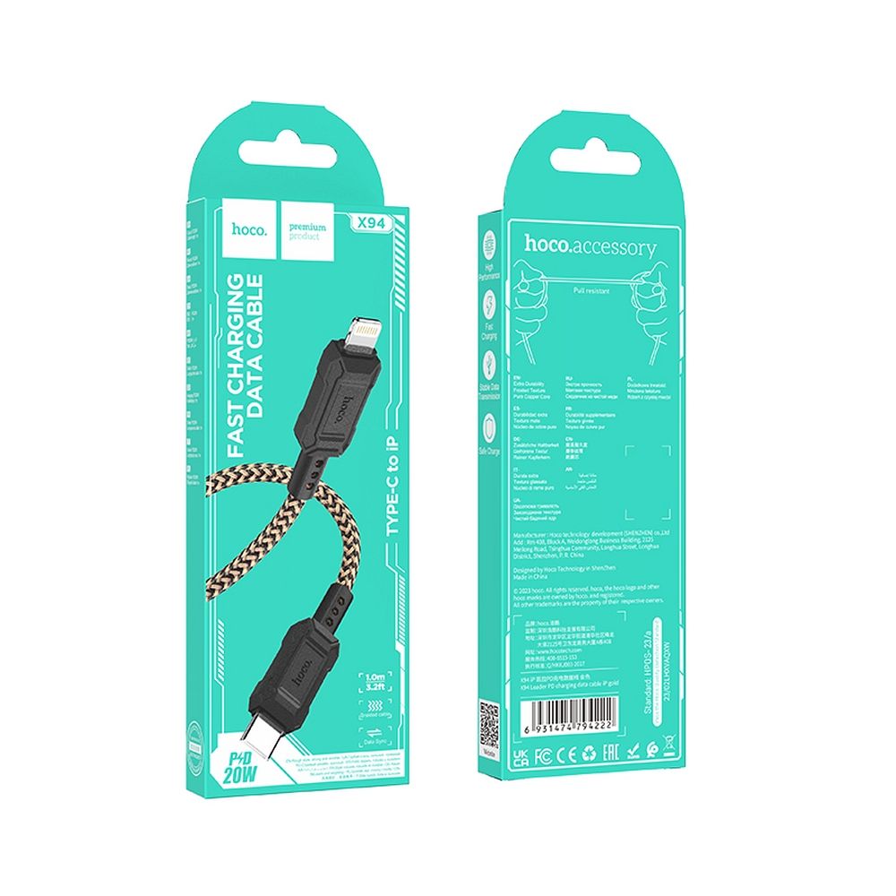 HOCO cable Type C to Lightning PD 2,4A 20W X94 1 m gold