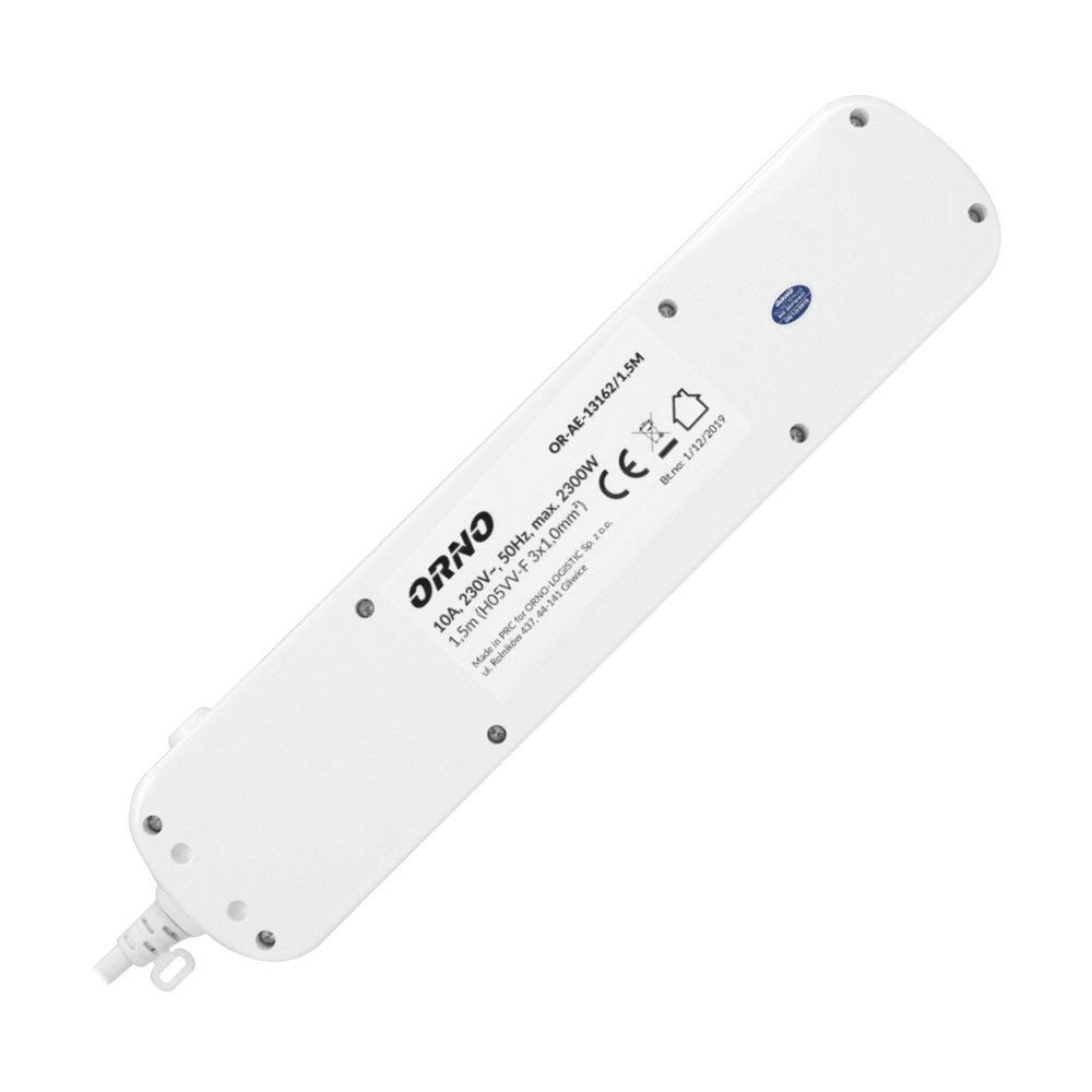 Multiswitch powerstrip with independent ON/OFF switches for 6 sockets, cable 3x1mm², 1.5m long (OR-AE-13162/1,5M)