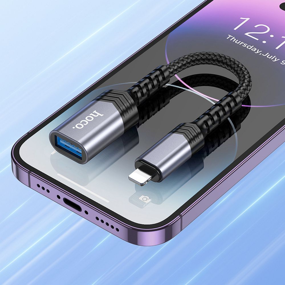 HOCO adapter iPhone Lightning 8-pin (male) to USB (female) 3.0 UA24 black