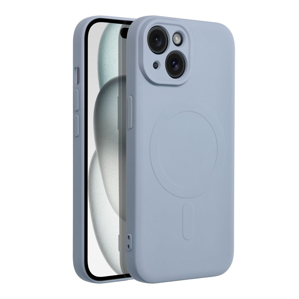 SILICONE MAG COVER case compatible with MagSafe for IPHONE 15 light blue