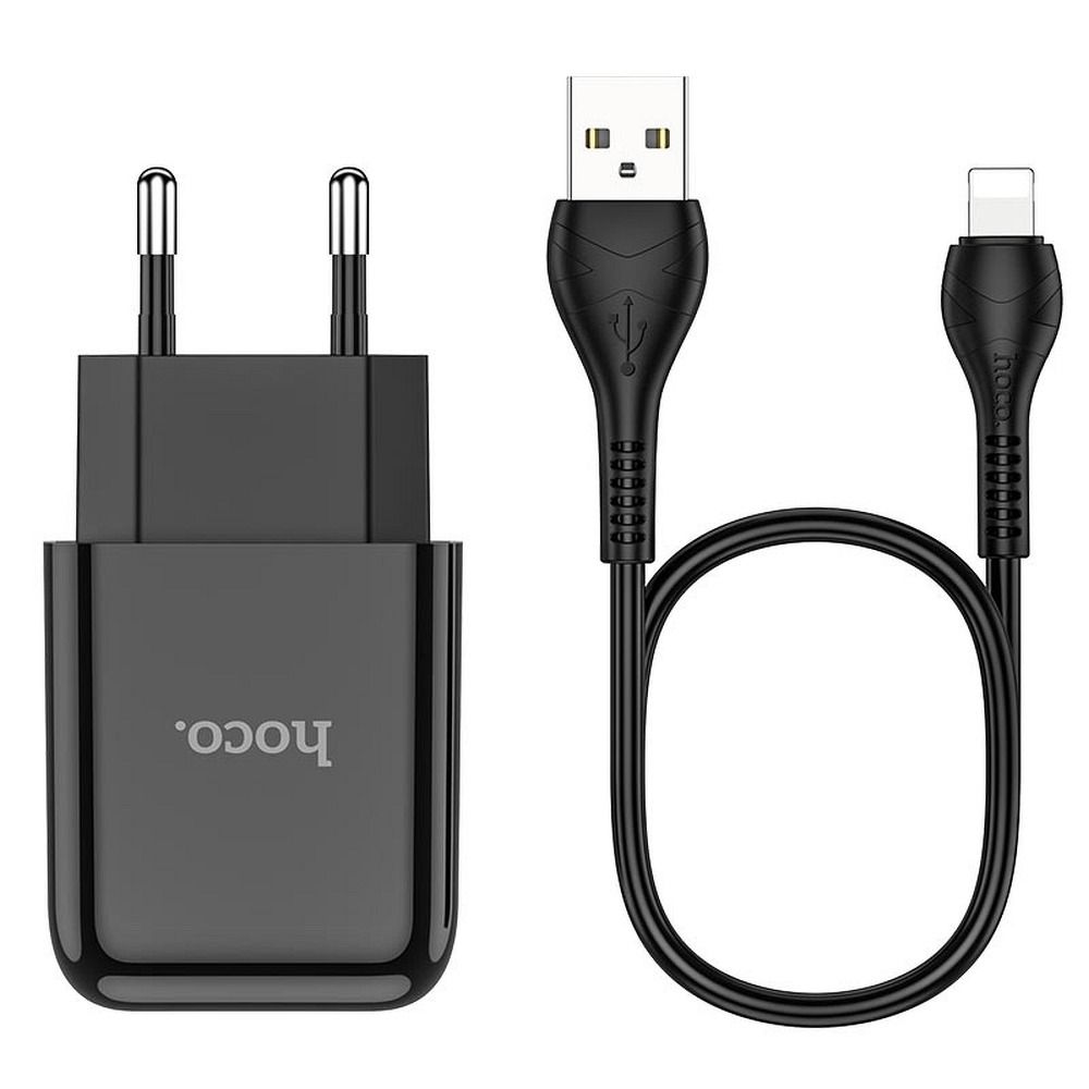 HOCO travel charger USB A + cable USB A to Lightning 2.1A N2 black