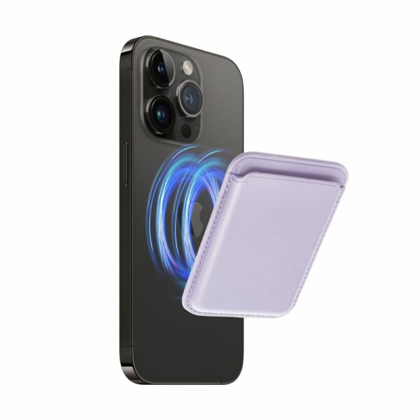 LEATHER MAG WALLET compatible with MagSafe lilac