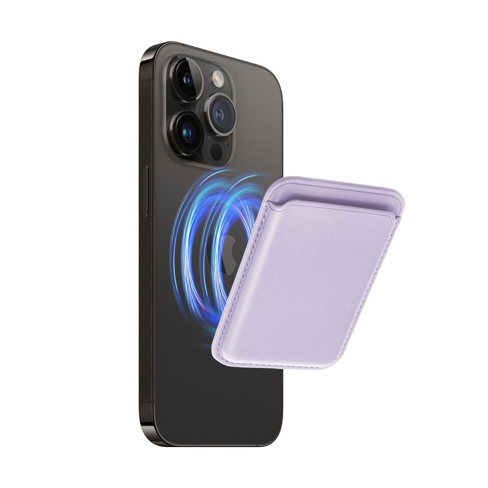 LEATHER MAG WALLET compatible with MagSafe lilac