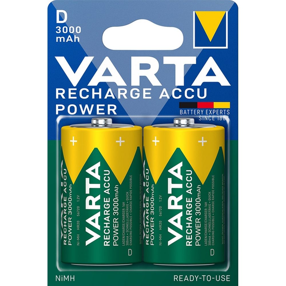 VARTA rechargeable battery R20 (Type D) 3000mAh Accu Power 2 pcs