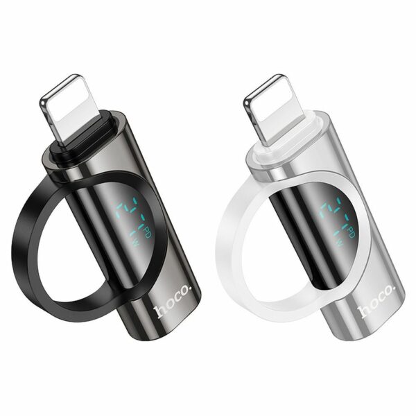 HOCO adapter Lightning (male) to Type C (female) with digital display 2,4A 27W UA32B black