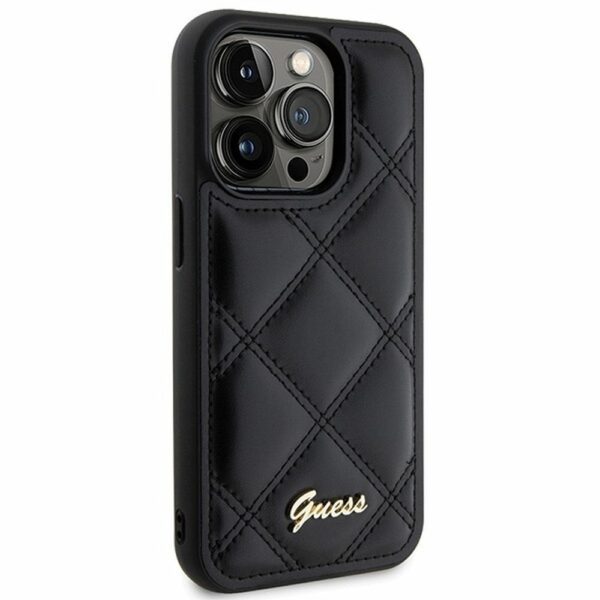 GUESS case for IPHONE 15 Pro Max GUHCP15XPSQSQSK (Quilted Metal Logo) black