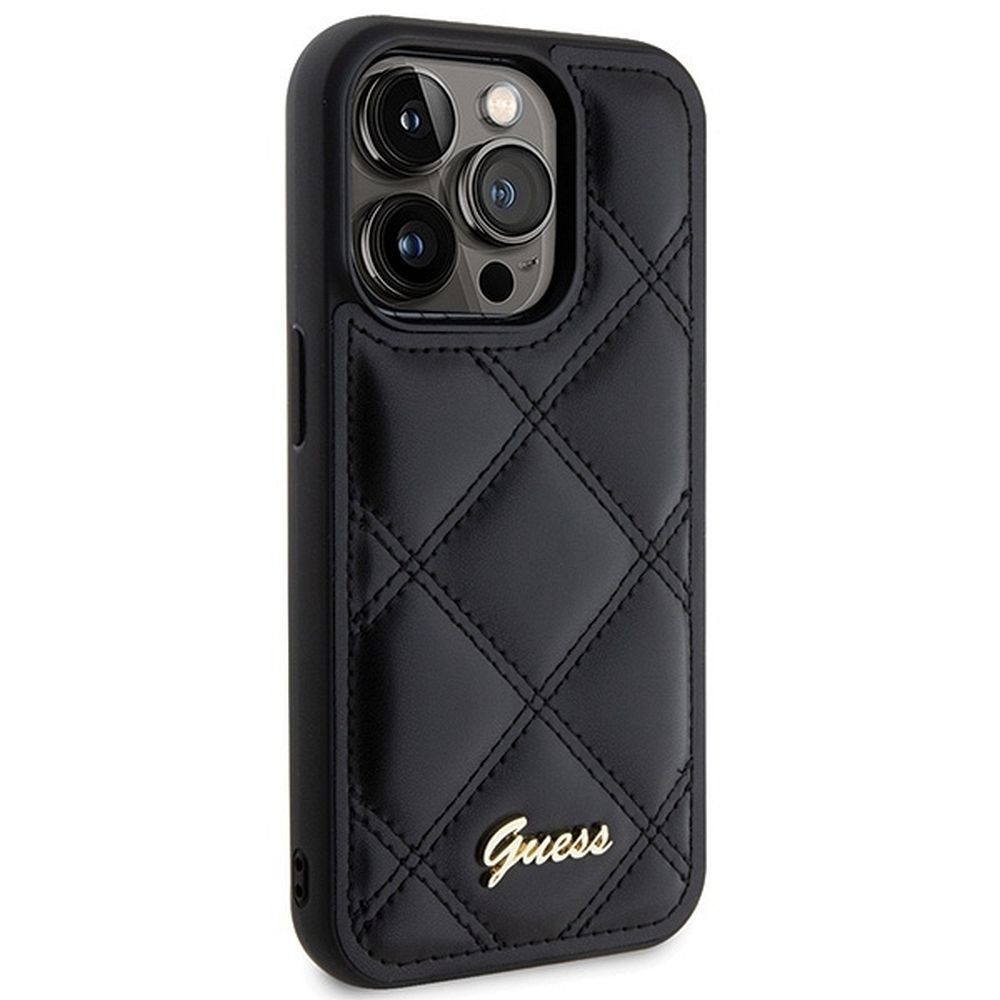 GUESS case for IPHONE 15 Pro Max GUHCP15XPSQSQSK (Quilted Metal Logo) black