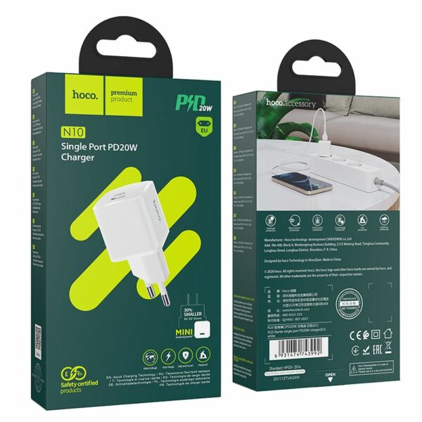 HOCO travel charger Type C PD 20W N10 white
