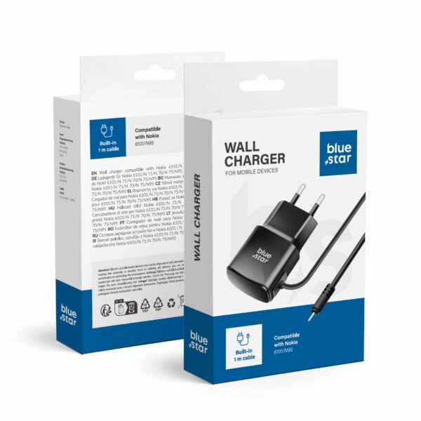 BLUE STAR travel charger 0,6A 3W for NOKIA 6101 / N70 / N95 TFK-TC-1100B black