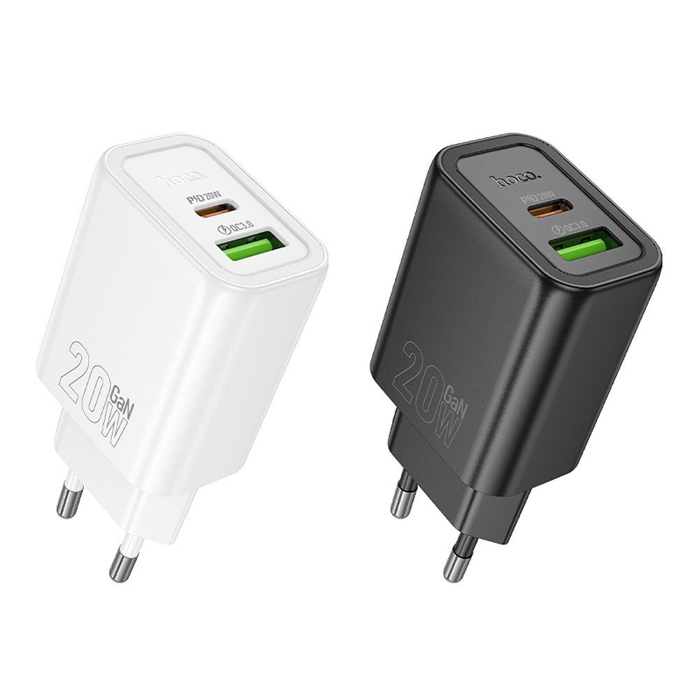 HOCO wall charger USB A + Type C PD QC3.0 3A 20W N61 black
