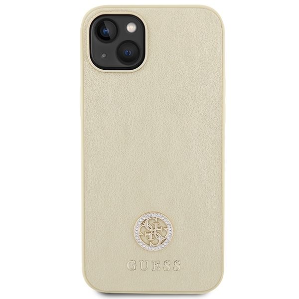 GUESS case for IPHONE 13 / 14 / 15 GUHCP15SPS4DGPD (Leather 4G Metal Logo Strass) gold