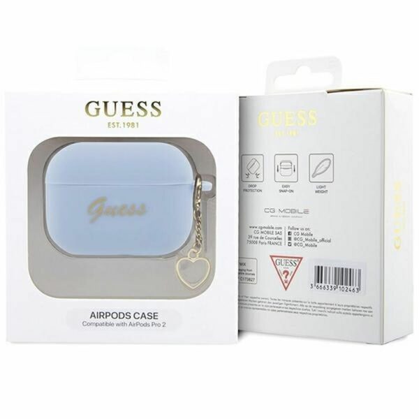 GUESS case for APPLE AirPods Pro 2 (2022 / 2023) GUAP2LSCHSB (Silicone Charm Heart Collection) blue