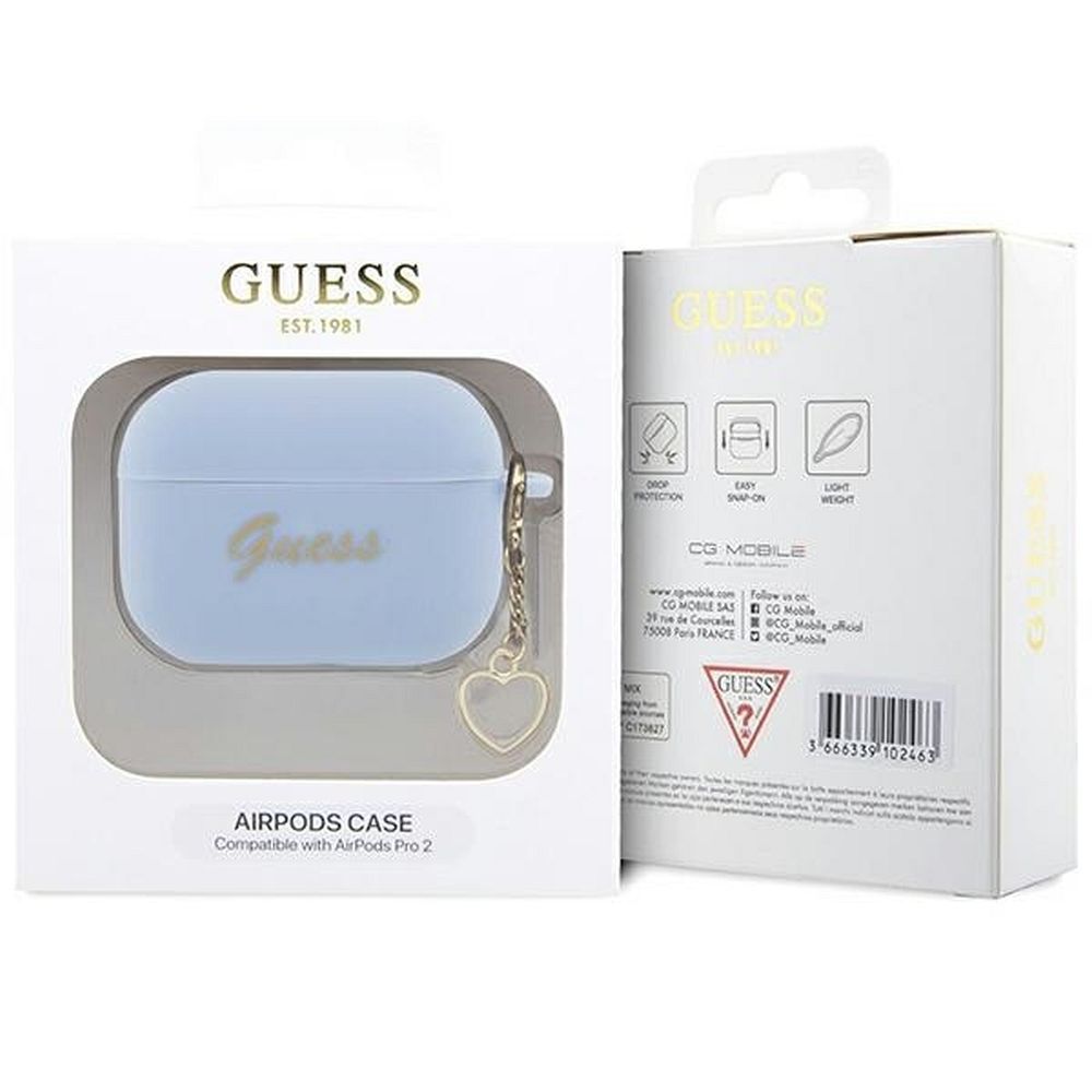 GUESS case for APPLE AirPods Pro 2 (2022 / 2023) GUAP2LSCHSB (Silicone Charm Heart Collection) blue