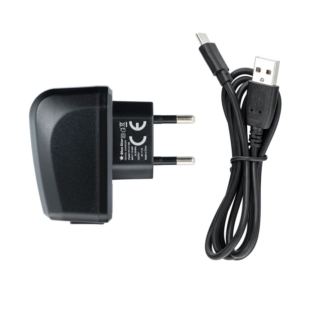 b845ef8f8aa5fd931df6898ba9f30c7f BLUE STAR LITE travel charger 2A 10W USB A + cable USB A to Type C TFK-TC-1095B black