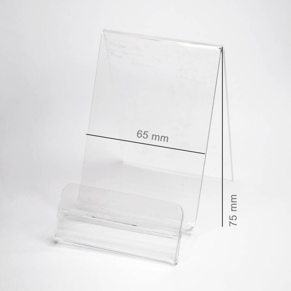 Plexi Vertical Holder / phone stand with Place for Price (Smartphone - 65 mm)