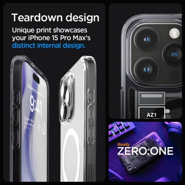 SPIGEN case ULTRA HYBRID MAG compatible with MagSafe for IPHONE 15 Pro Max zero white
