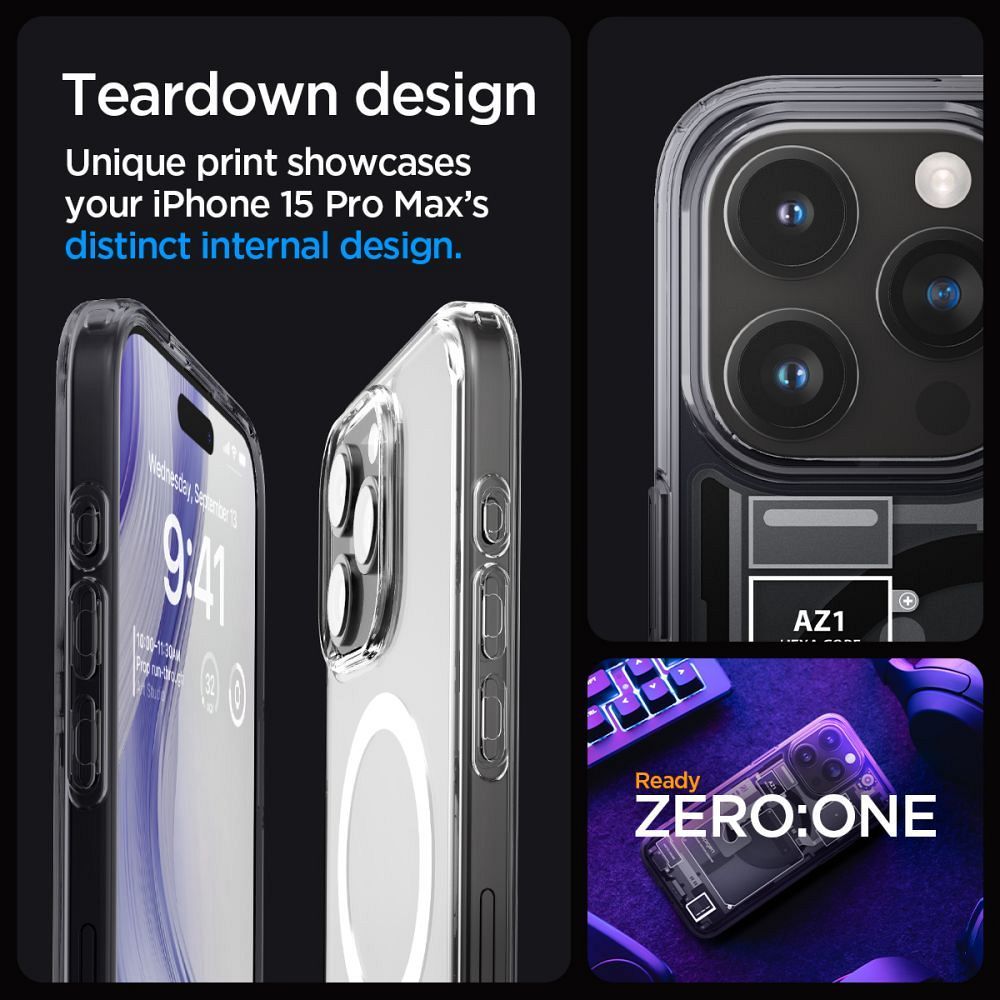 SPIGEN case ULTRA HYBRID MAG compatible with MagSafe for IPHONE 15 Pro Max zero white