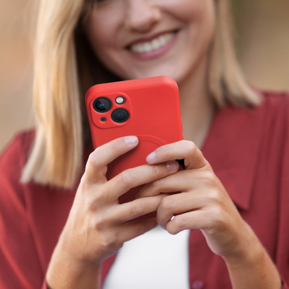 SILICONE MAG COVER case compatible with MagSafe for IPHONE 12 Pro Max red