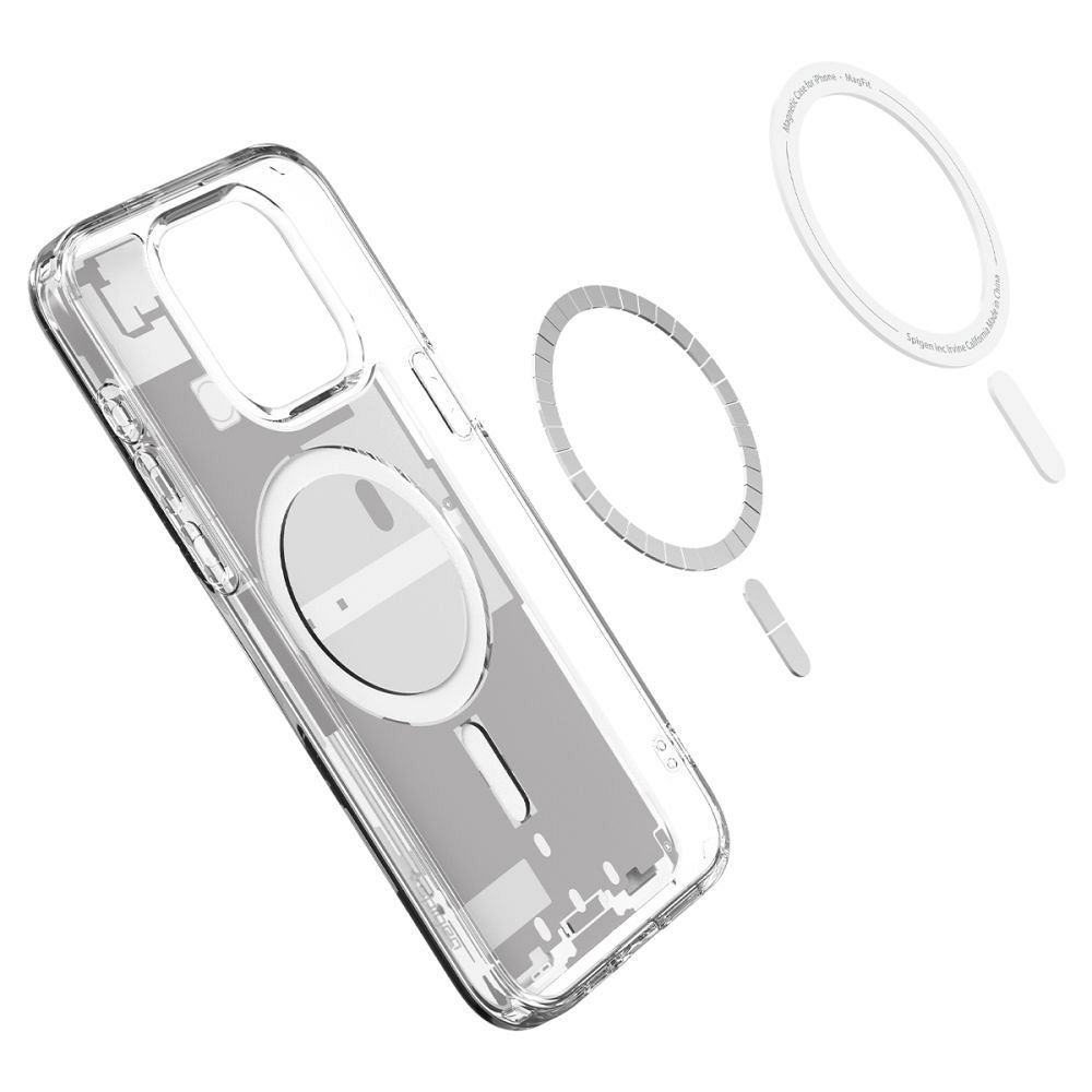 SPIGEN case ULTRA HYBRID MAG compatible with MagSafe for IPHONE 15 Pro zero one white