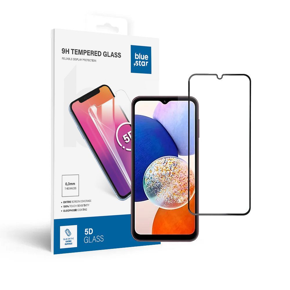 b8ef4a169baef8baa44580d477ec6988 Tempered Glass Blue Star - SAMSUNG A14 5G Full Face (full glue with frame/small size) - black Tempered Glass Blue Star