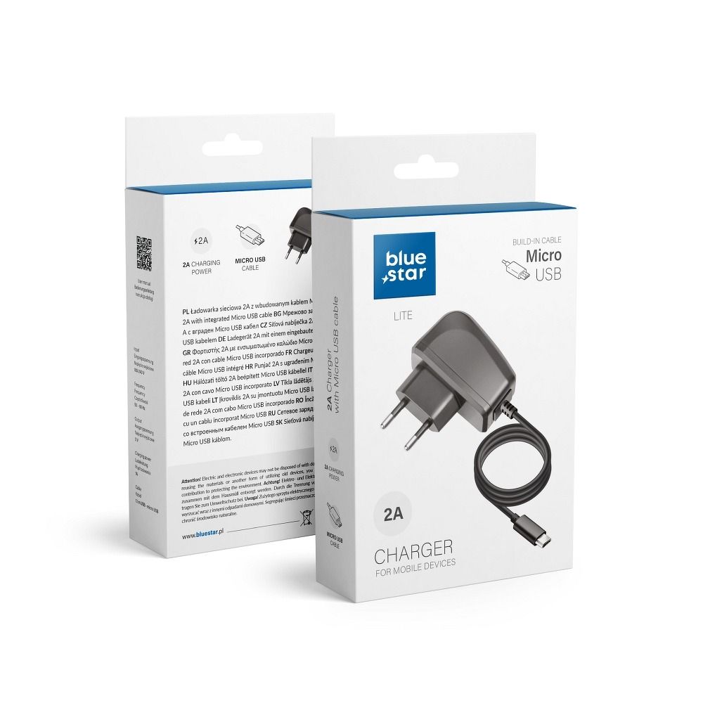 b91912758e228bf6215f0651deba910e BLUE STAR LITE travel charger 2A 10W with cable Micro USB TFK-TC-1095B black