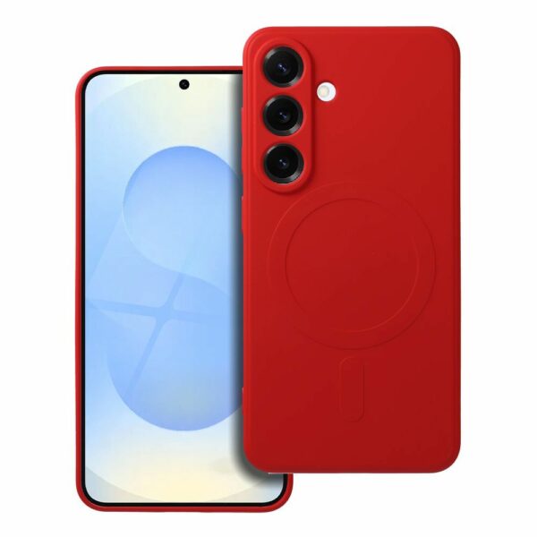 SILICONE MAG COVER case compatible with MagSafe for SAMSUNG S25 red