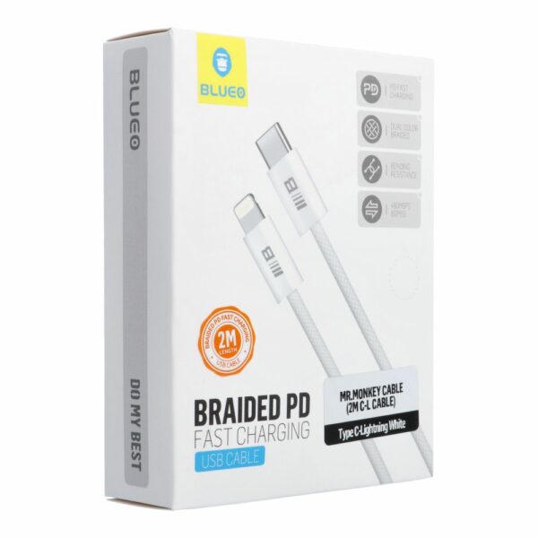 BLUEO cable Type C to Lightning QC4.0 60MB/S PD60W 2 m white
