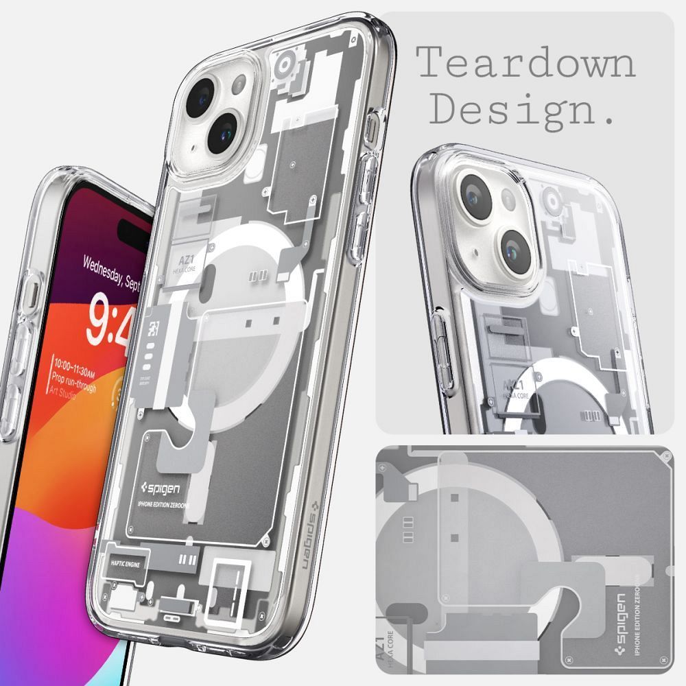 SPIGEN case ULTRA HYBRID MAG compatible with MagSafe for IPHONE 15 zero one white