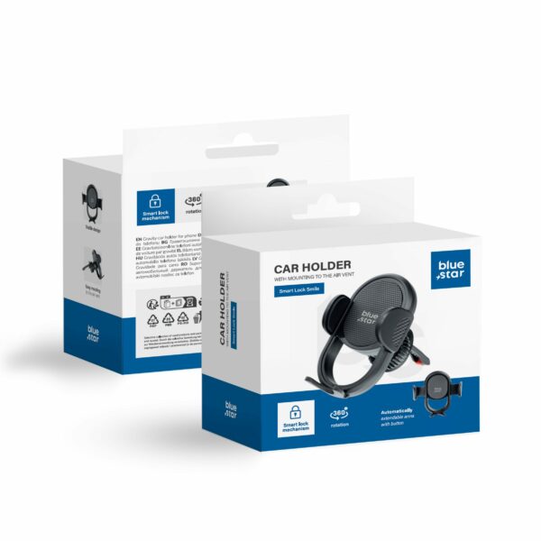 BLUE STAR gravity car holder for air vent SMART LOCK SMILE black