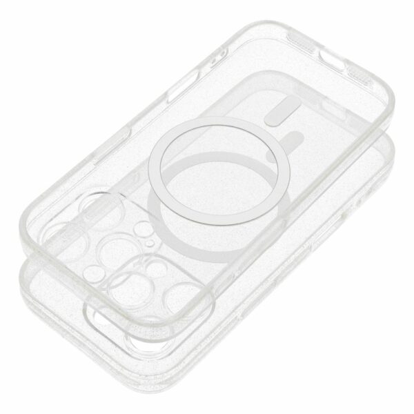 CLEAR MAG COVER case with camera protection compatible with MagSafe for IPHONE 15 PRO transparent glitter