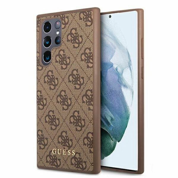 GUESS case for SAMSUNG S22 Ultra GUHCS22LG4GFBR (4G Metal Gold Logo) brown