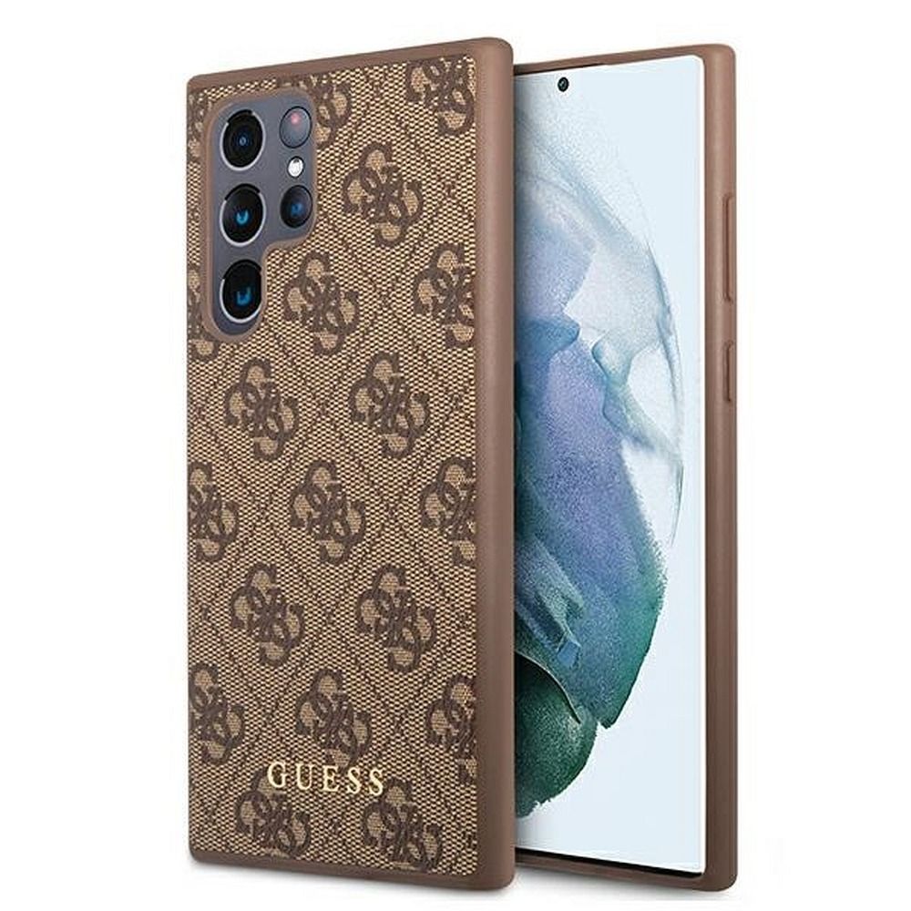 GUESS case for SAMSUNG S22 Ultra GUHCS22LG4GFBR (4G Metal Gold Logo) brown