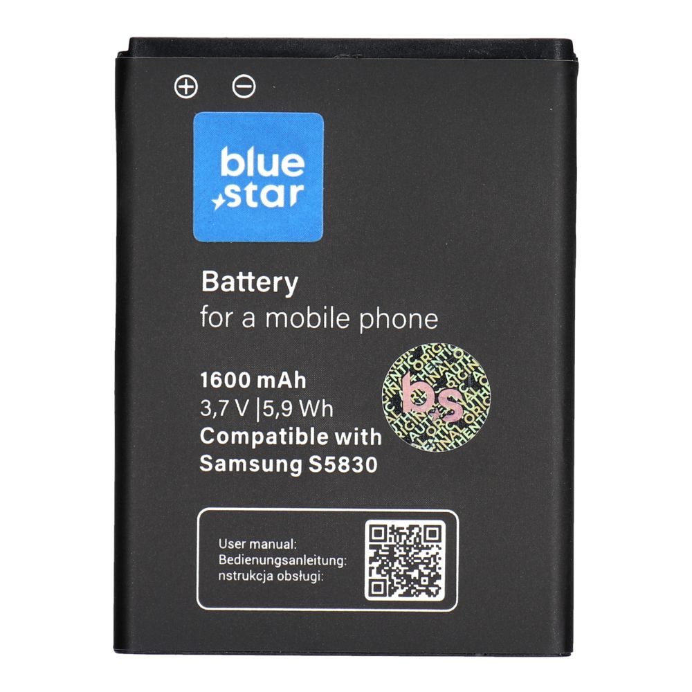 bd89f74ebe1adc4a0df18b725592a8cb BLUE STAR PREMIUM battery for SAMSUNG S5830 Galaxy Ace / Galaxy Gio S5670 1600 mAh