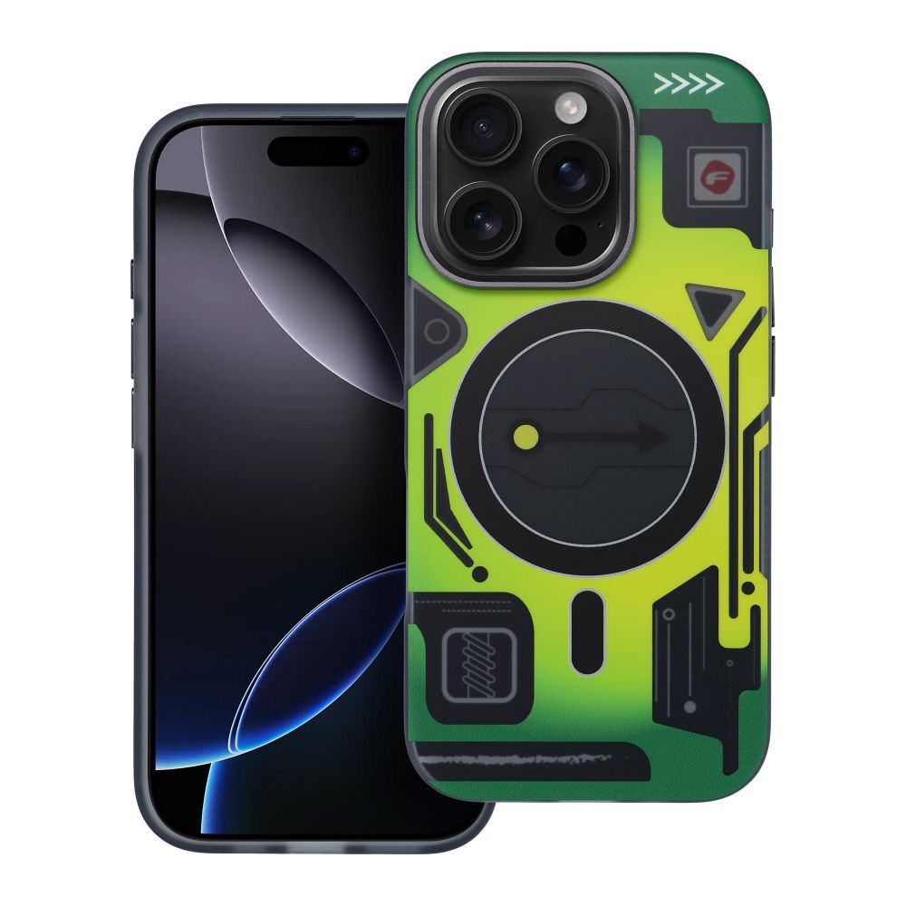 FORCELL F-PROTECT Levels with Dual Layer 4D technology, Military Drop-Test compatible with MagSafe for IPHONE 16 PRO cyber green
