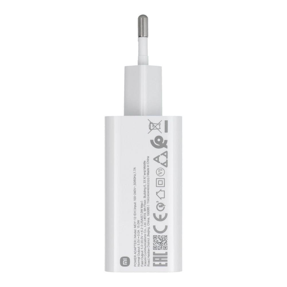 bee1491ee8d3601ac2e4d95eae61bd28 XIAOMI original charger USB A QC3.0 3A 67W MDY-12-EH white bulk