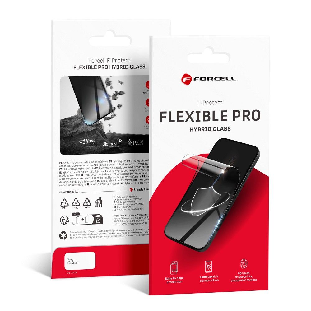 Forcell Flexible Nano Glass 5D for Samsung Galaxy S23 Ultra black (Hot Bending) working fingerprint scanner