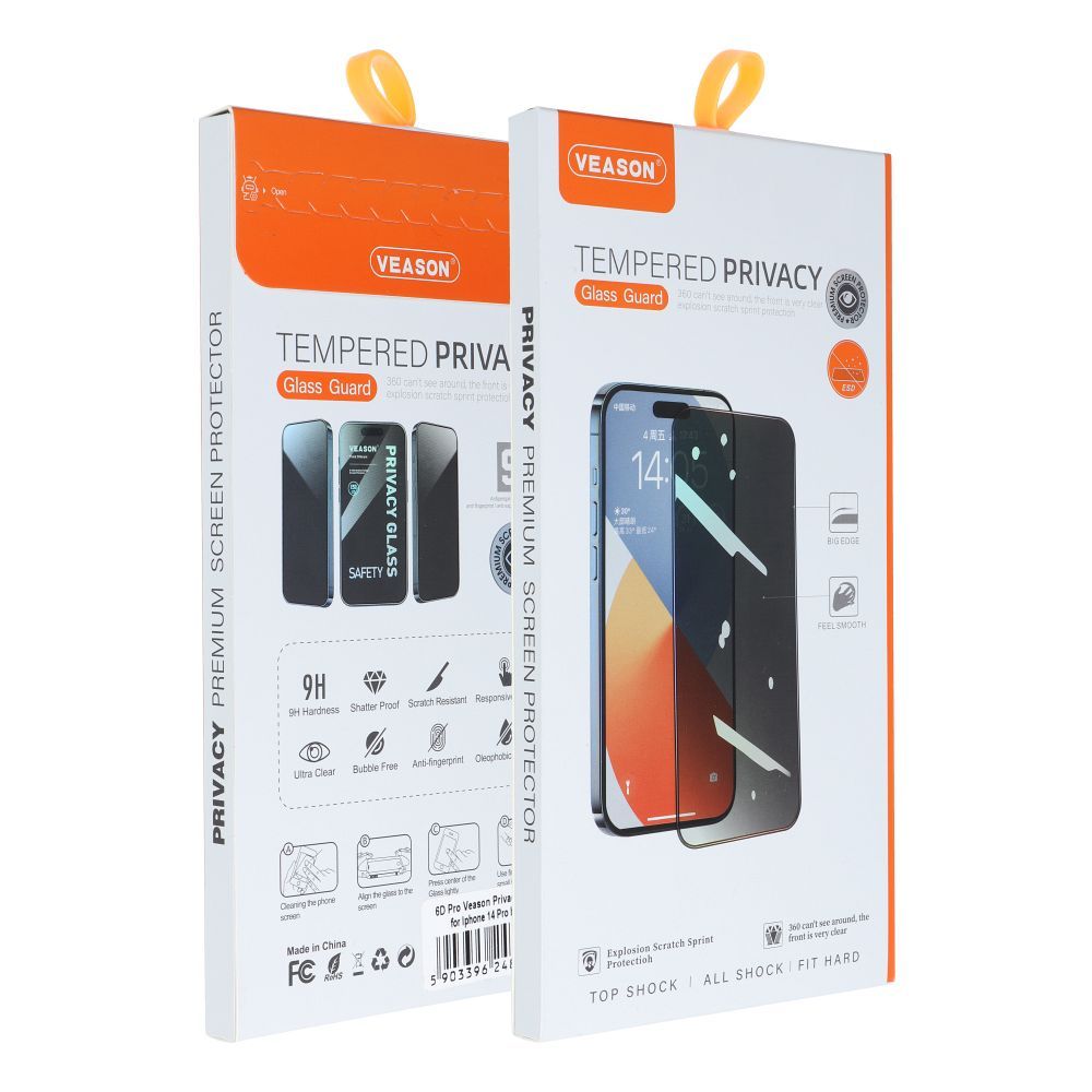 6D Pro Veason Privacy Glass - for Iphone 12 / 12 Pro black