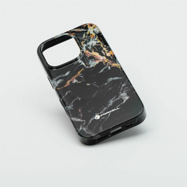 FORCELL F-PROTECT Mirage, Military Drop-Tested case compatible with MagSafe for IPHONE 15 black marble