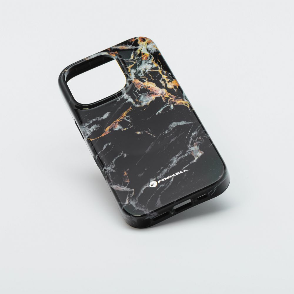 FORCELL F-PROTECT Mirage, Military Drop-Tested case compatible with MagSafe for IPHONE 15 black marble
