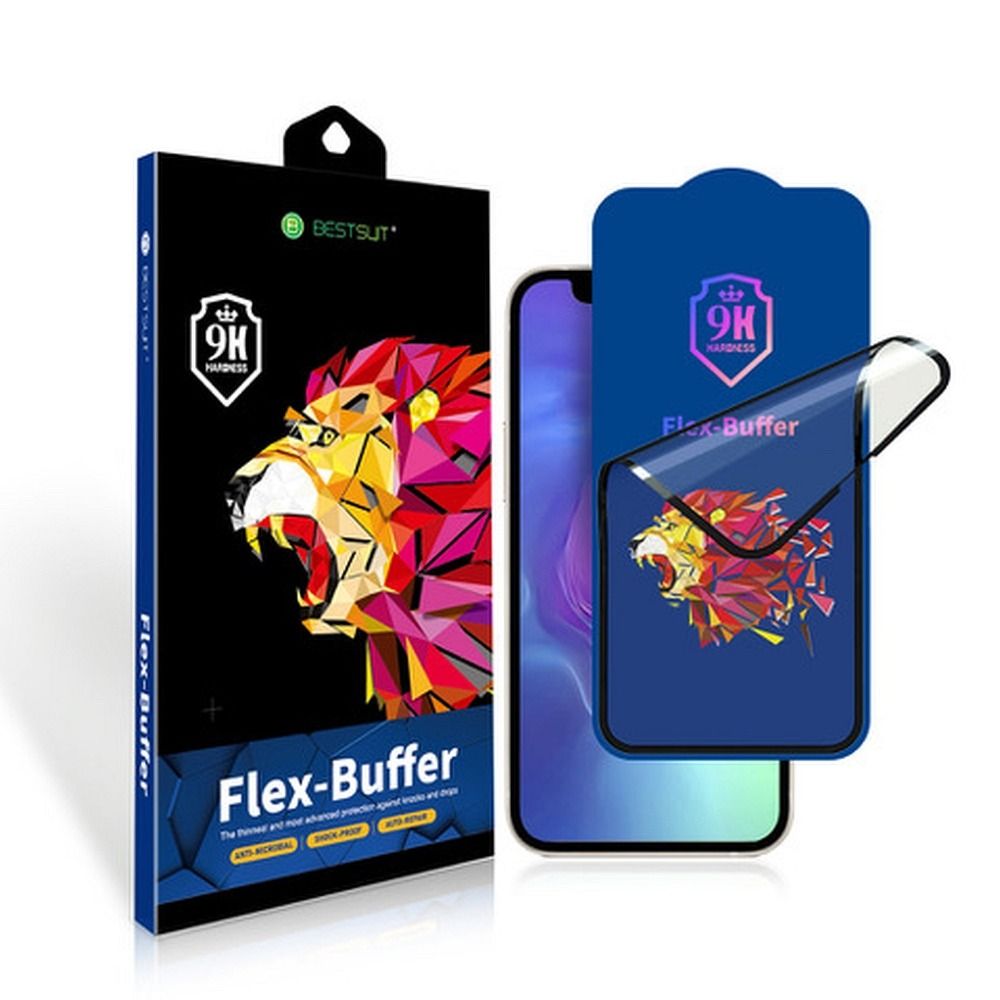 c03dfbcf4fb371045fc3129c16e13f07 Bestsuit Flex-Buffer Hybrid Glass 5D with antibacterial Biomaster coating for Apple iPhone 13 mini BLACK