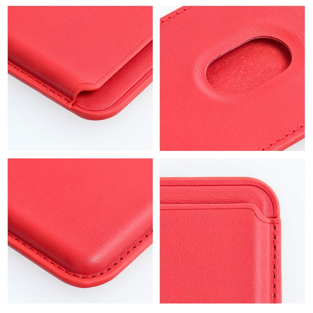LEATHER MAG WALLET compatible with MagSafe red