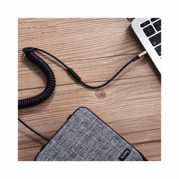 HOCO cable AUX Audio Jack 3,5mm Spring (with Mic) UPA02 black