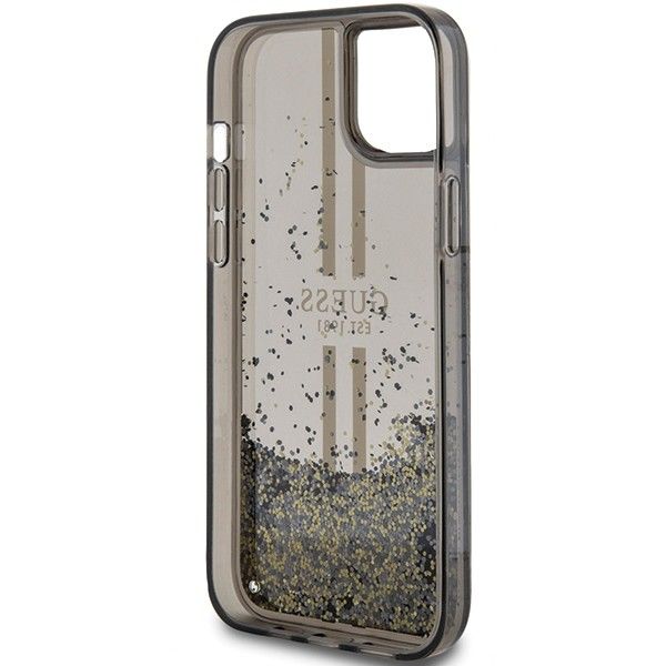 GUESS case for IPHONE 15 GUHCP15SLFCSEGK (Liquid Glitter Gold Stripes) black
