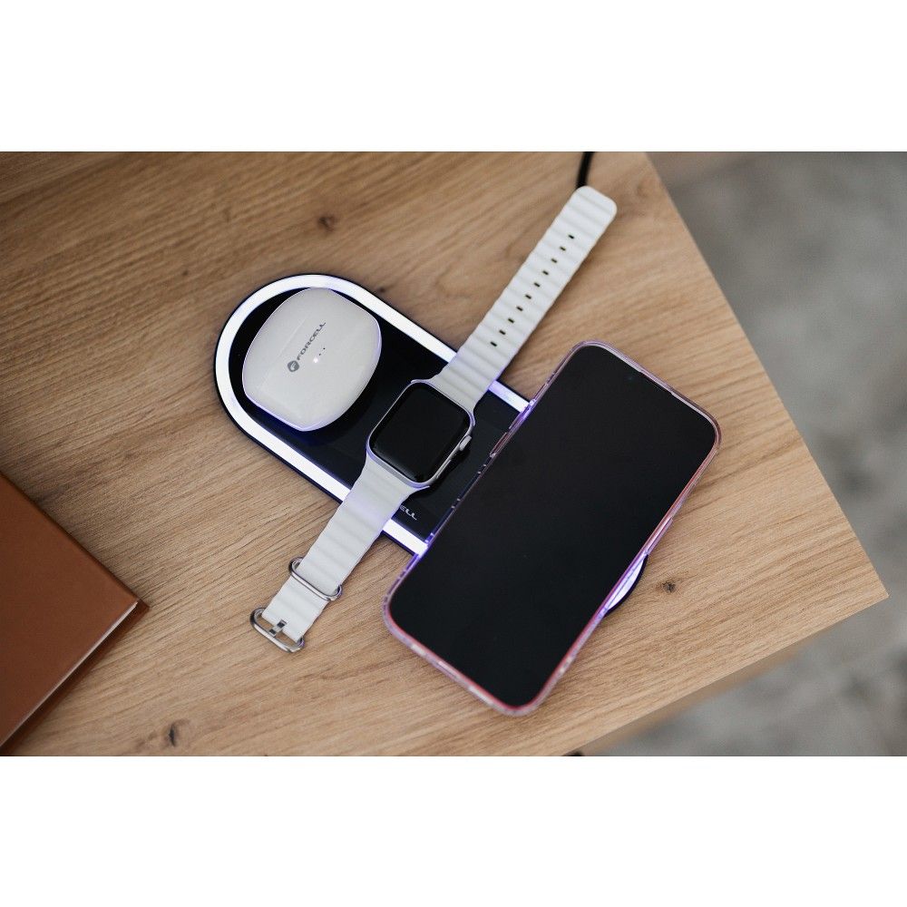 FORCELL F-ENERGY Ellipse wireless charger 3in1 compatible with Apple Qi QC 15W black
