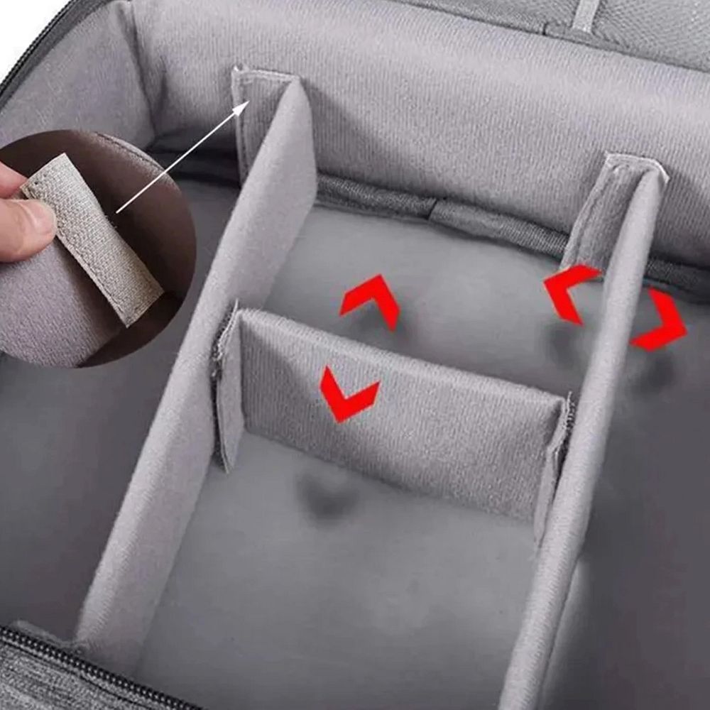 Travel organizer with compartments and handle R-K-1080 gray