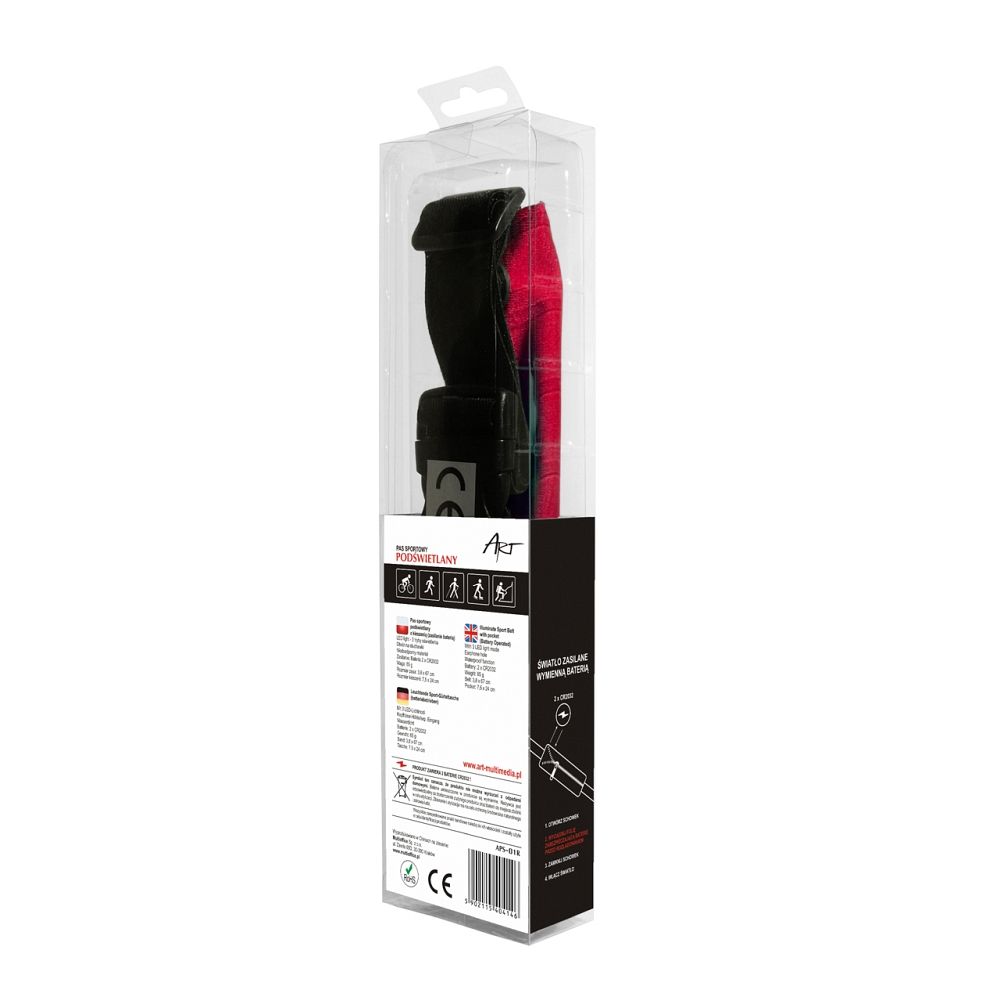 ART sport belt with case and light APS-01R red