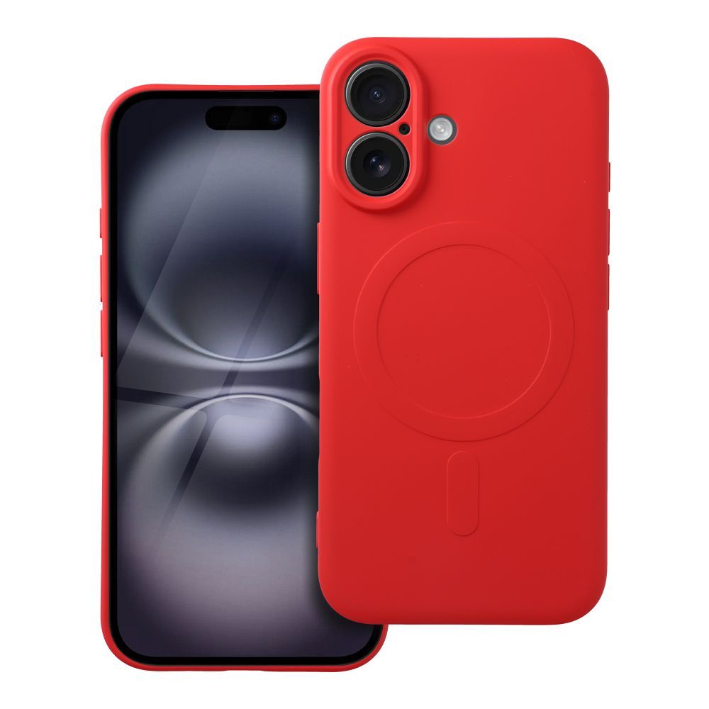SILICONE MAG COVER case compatible with MagSafe for IPHONE 16 red