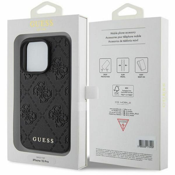 GUESS case for IPHONE 15 Pro GUHCP15LP4EPMK (Quilted 4G Classic) black